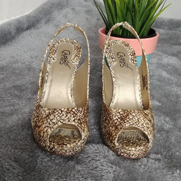 Carlos Santana Elise Snake Print Heeled Slingback - Picture 3 of 12